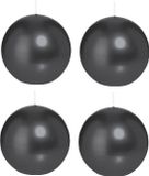 Trend Candles Bolkaars glad - 4x - zwart - 8 cm - 25 branduren