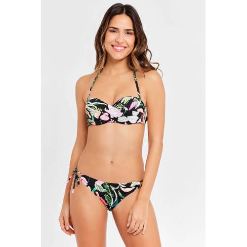 s.Oliver Voorgevormde Bandeau Bikinitop - Zwart/Groen/Roze