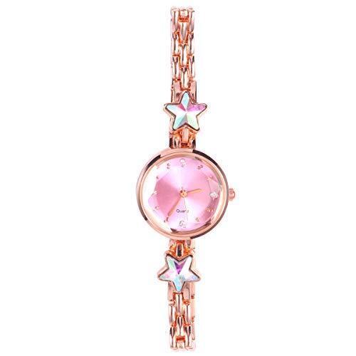 VILLCASE Dames legering horloge stervormig strass polshorloge waterdicht quartz horloge delicaat polsdecoratie (roze)