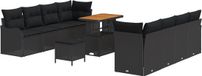 vidaXL Tuinbank Set 11-delig Zwart Poly Rattan