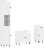 vidaXL - 3-delig - badkamerkast - set - ALKMAAR - Hoogglans - Wit - Bewerkt - hout