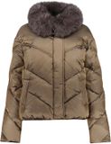 Geisha Gewatteerde Jas Met Faux Fur Kraag En Rits 68512 21 Brown Dames Maat - XL
