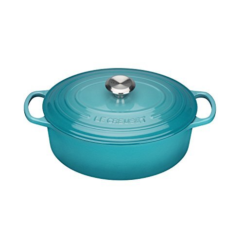 Le Creuset Signature Gietijzeren Braadpan Met Deksel, Ø 27 Cm, Ovaal, Geschikt Voor Alle Warmtebronnen En Inductie, Volume: 4,1 L, Caribisch