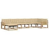 vidaXL - Buiten - bank - set - 7 - st - Wit - en - Beige - Massief - Acacia - Hout