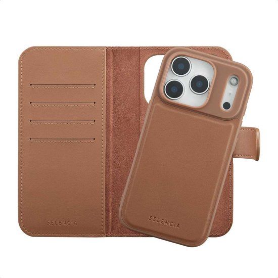 Selencia Olyn Uitneembare Bookcase met MagSafe voor de Apple iPhone 17 Pro - Bruin