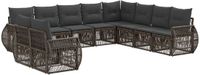 vidaXL Tuinbank - Set - 10 zitplekken - Grijs en Donkergrijs - Polyrattan