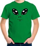 Bellatio Decorations Shoppartners Bv Aliens buitenaards wezen gezicht - verkleed t-shirt - groen - kinderen - 158/164