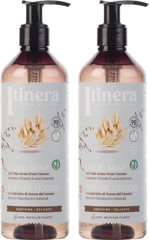 sarcia.eu ITINERA - Kalmerende vloeibare zeep met Veneto haver, 95% natuurlijke ingrediënten 370 ml (2 stuks)