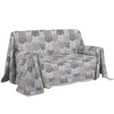 PENSIERI DELICATI Bankhoes 250 x 290 cm, gemaakt in Italië, sprei van 100% puur katoen, patroon Happycat, grijs, ideaal als sprei of sprei voor de zomer (tweepersoonsbed)