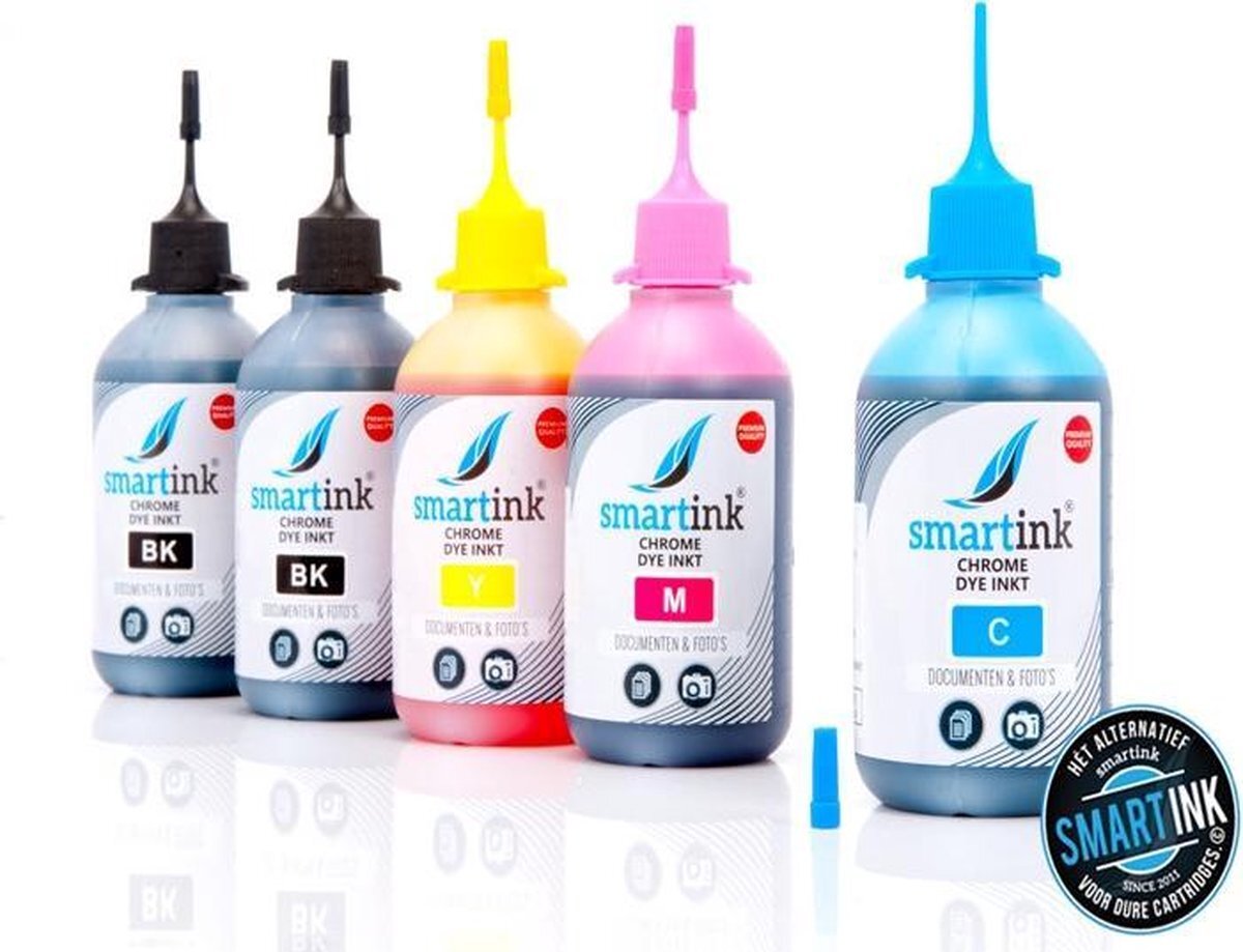 Smart ink Geschikt Inkt Canon MG5350 navulinkt inktflesjes 5x100 ml Huismerk Canon Pixma