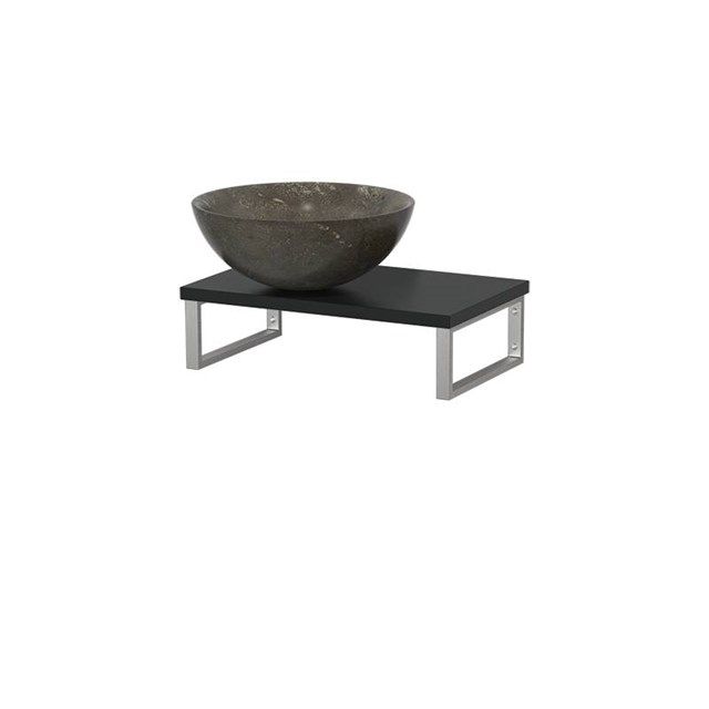 Maxaro Toiletmeubel Modulo Mat Zwart 41 cm Natuursteen Wandbeugels RVS