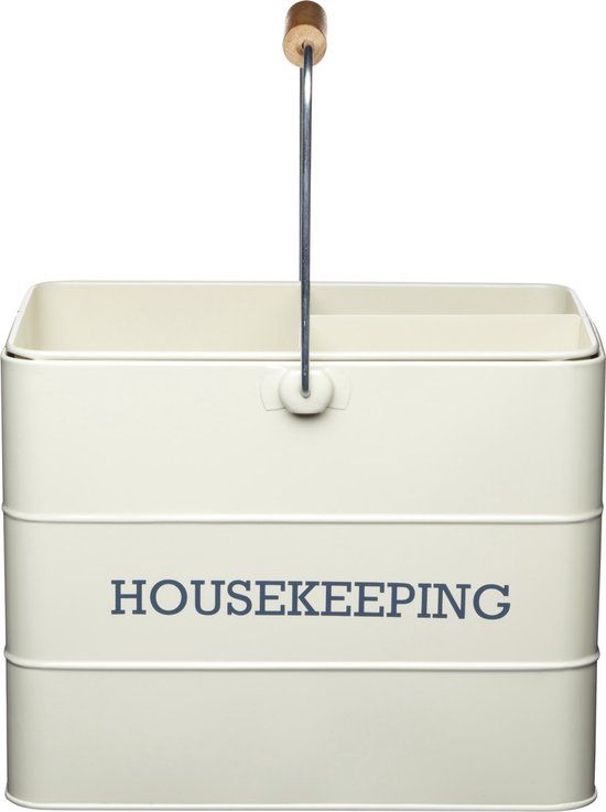 KitchenCraft Living Nostalgia Metalen Schoonmaak mand - 33 x 21 x 26 cm - Antique Cream