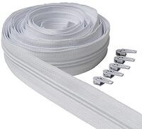 IPEA Ritssluiting wit Continua lengte 5 meter + 25 schuiven van metaal – ketting maat #5 – Made in Italy – ritssluitingen van nylon – op maat te snijden voor metergoed – breedte 30 mm – wit