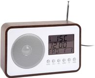 Karlsson Wekker Fm Radio - Donker hout - 19.2x6.6x12.5cm - Scandinavisch - Wekker voor slaapkamer - Wekkers