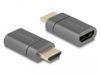 Delock 66684 HDMI Adapter male to female 8K 60 Hz magnetic, HDMI Type A (Standard), 0.032 m, Grey