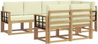 vidaXL Hoek loungeset 7-delig Wit en crèmekleurig Polyester