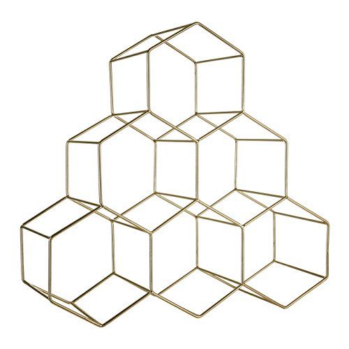 Premier Housewares Wijnrek - verguld ijzeren draad - 15 x 38 x 36,5 cm