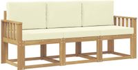 vidaXL Acacia Hout Wit en Crème Bank Loungeset 4 Zitplekken Zonder Kussens