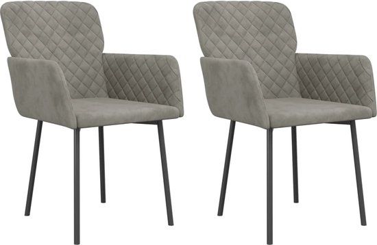 vidaXL Eetkamerstoelen 2 st fluweel lichtgrijs