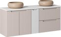 Moderne badkamerkast van 140 cm met werkblad en 2 beige wasbakken