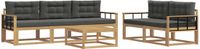 vidaXL Bank loungeset 5 zitplaatsen Acacia hout Wit en antracietkleurig