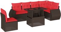 vidaXL 7-delige dining loungeset met kussens, bruin, polyrotan