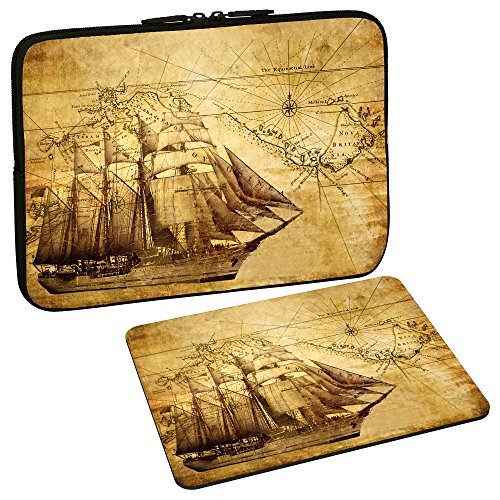 Pedea Design beschermhoes notebook tas 10,1 inch / 13,3 inch / 15,6 inch / 17,3 inch 15,6 inch + Mauspad Sailing Ship