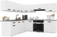 BELINI Keukenblok ITALIA 7 - Meuble de cuisine 420 cm Blanc mat avec plans de travail - Armoires supérieures et inférieures