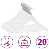VidaXL 20-delige kledinghangerset anti-slip hardhout wit