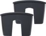 Prosperplast 2x stuks balkon railing opzet plantenbakken/bloembakken kunststof 58 x 28 x 20 cm antraciet grijs kleur voor buiten