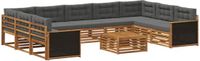 vidaXL - Hoek loungeset - Acacia hout - Natuurlijk en antraciet