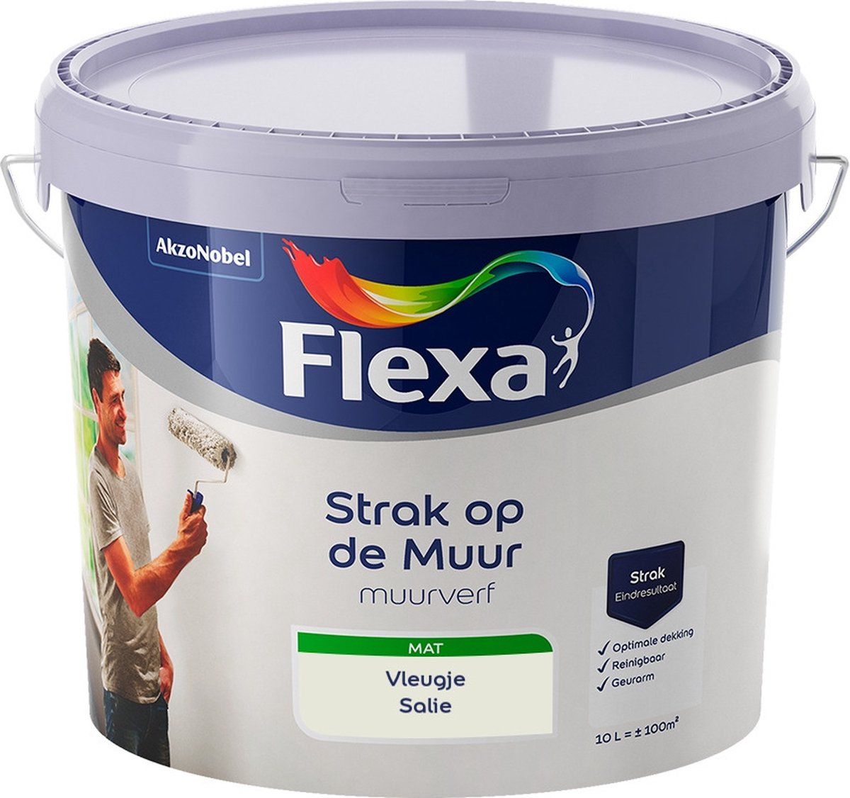 FLEXA Strak op de Muur Muurverf - Mat - Mengkleur - Vleugje Salie - 10 liter