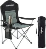 Merkloos / Sans marque Relaxdays Campingstoel Opvouwbaar, Draagtas, Bekerhouder, 160 kg, Gepolsterd, Polyester, Staal, Zwart 108x86x61 cm