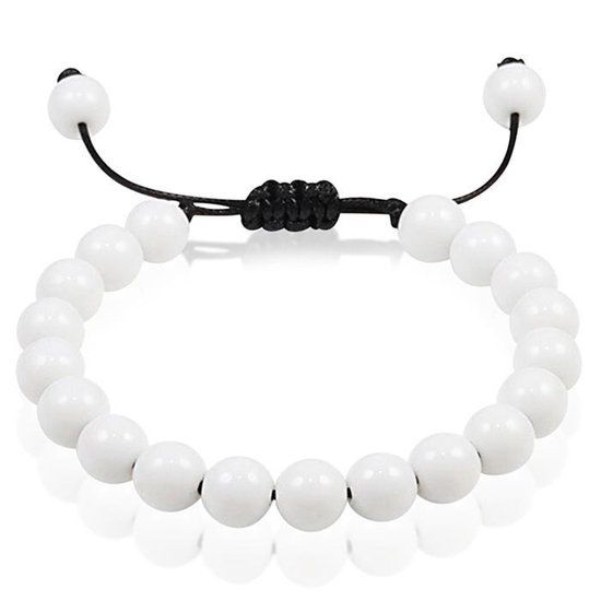 Memphis Verstelbare kralen armband Wit Natuursteen 8mm