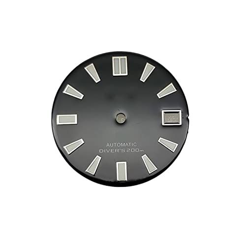 Youngran Compatibel NH35 28.5mm Gewijzigde horlogeknop C3 Groene lichtgevende wijzerplaat compatibel for NH35A Mechanische beweging upgrade onderdeel leisurely (Zwart)