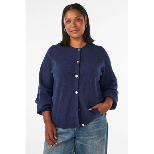 Zizzi gebreide vest Plus Size met wol - blauw