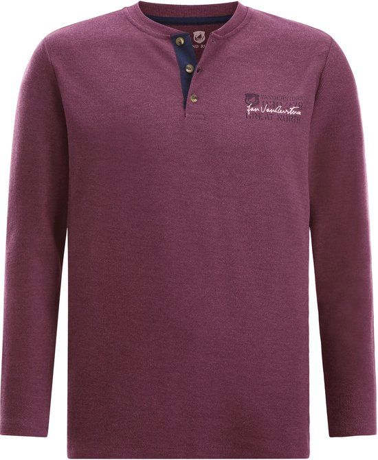 Jan Vanderstorm heren T-shirt met lange mouwen, ronde hals, 70% katoen, 30% polyester, paars, 6XL
