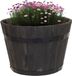 Mega Collections Plantenbak/bloempot Barrel - acacia hout - antraciet - D40 x H24 cm