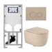 Geberit QeramiQ Dely Swirl Toiletset - 36.3x51.7cm - Geberit UP320 inbouwreservoir - met Burda frame - 35mm zitting - bedieningsplaat taupe - ronde knoppen - mat beige