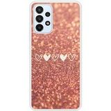 Samsung Galaxy A23 Paillettes coeur Verstevigd hoesje met sublimatie bedrukking