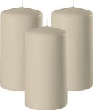 Enlightening Candles Bougie cylindrique/bougie pilier - 3x - beige - D6 x H15 cm - 58 heures de combustion