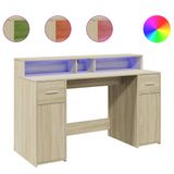 vidaXL Bureau met LED-verlichting 160x55x91 cm Sonoma eikenhout
