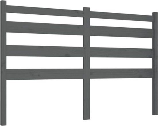 vidaXL Hoofdbord 126x4x100 cm massief grenenhout grijs