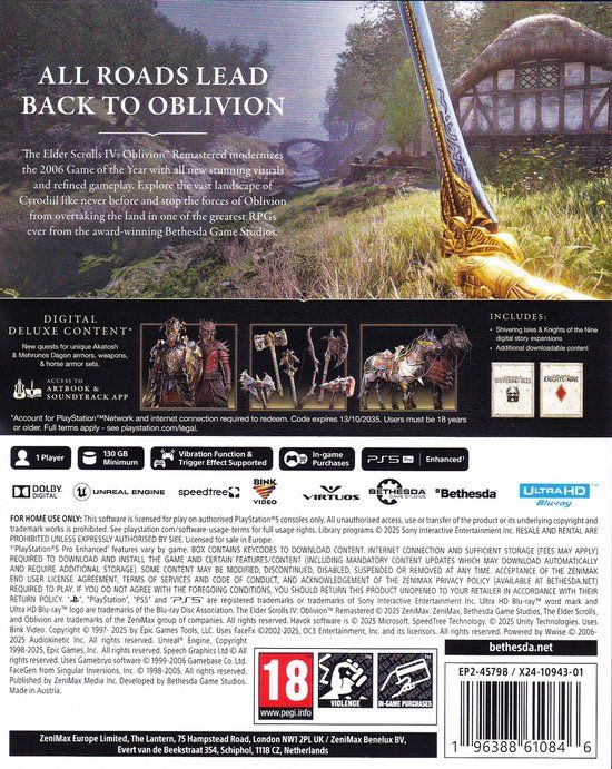 Bethesda The Elder Scrolls IV Oblivion Remastered Deluxe Edition PS5