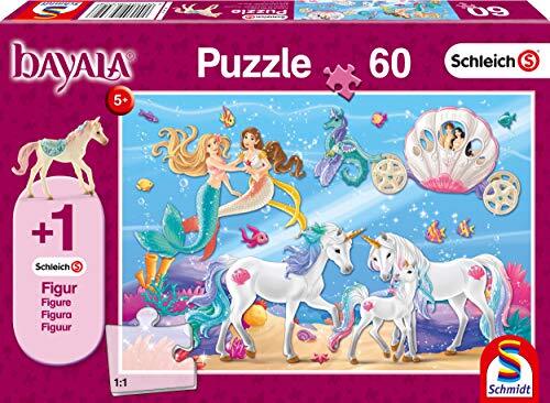 Schmidt Spiele Puzzel 56302 Schleich-Bayala, de magie van de zeemeerminnen, 60 delen kinderpuzzel, figuur femajas vlinderveulen, kleurrijk