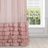 Eurofirany Dolly Gordijn, glad, volant met ruches, transparant gordijn, plooiband, 1 stuk, doorzichtig, elegant, hoogwaardig, glamour, slaapkamer, woonkamer, 140 x 250 cm, poederroze
