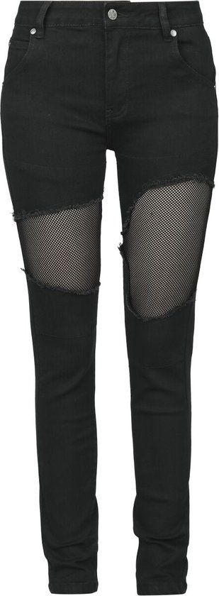 Black Premium by EMP zwarte jeans met uitsnijdingen van gaas - Dames - W31L30