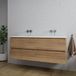 Saniclass Chaci Badkamermeubelset - 140x46x55cm - keramische wastafel wit - 2 wasbakken - zonder kraangaten - 4 lades - mat eiken gemêleerd