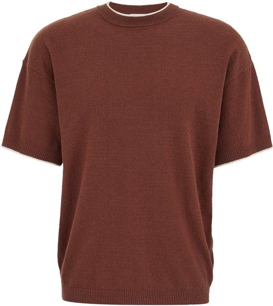 WE Fashion Heren regular fit bouclé T-shirt