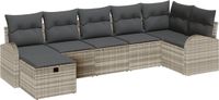 vidaXL Bankstel 7-delig Lichtgrijs Polyrattan
